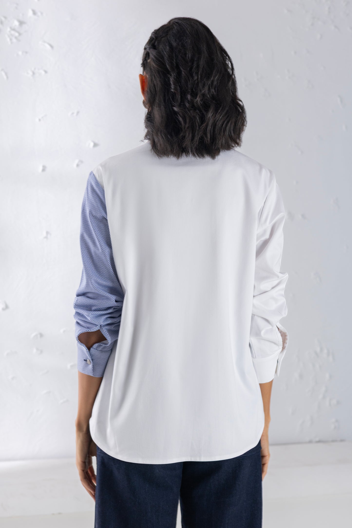 Denim Mix-Material Shirt