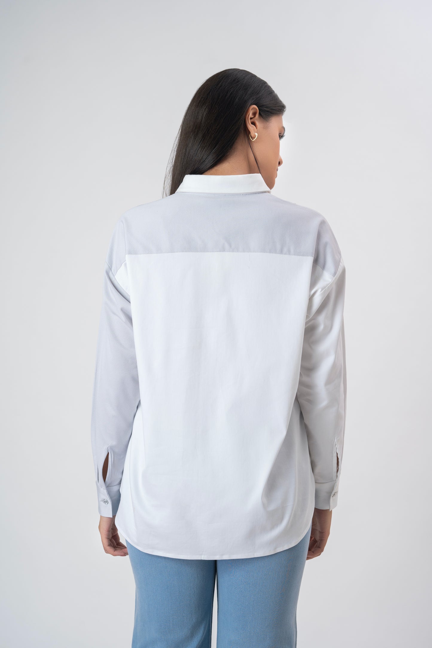 White & grey patchwork shirt