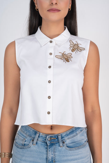 The Bee cropped shirt