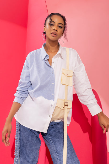 White shirt with oversized pockets