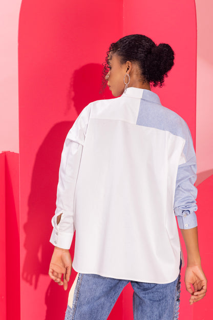 White shirt with oversized pockets